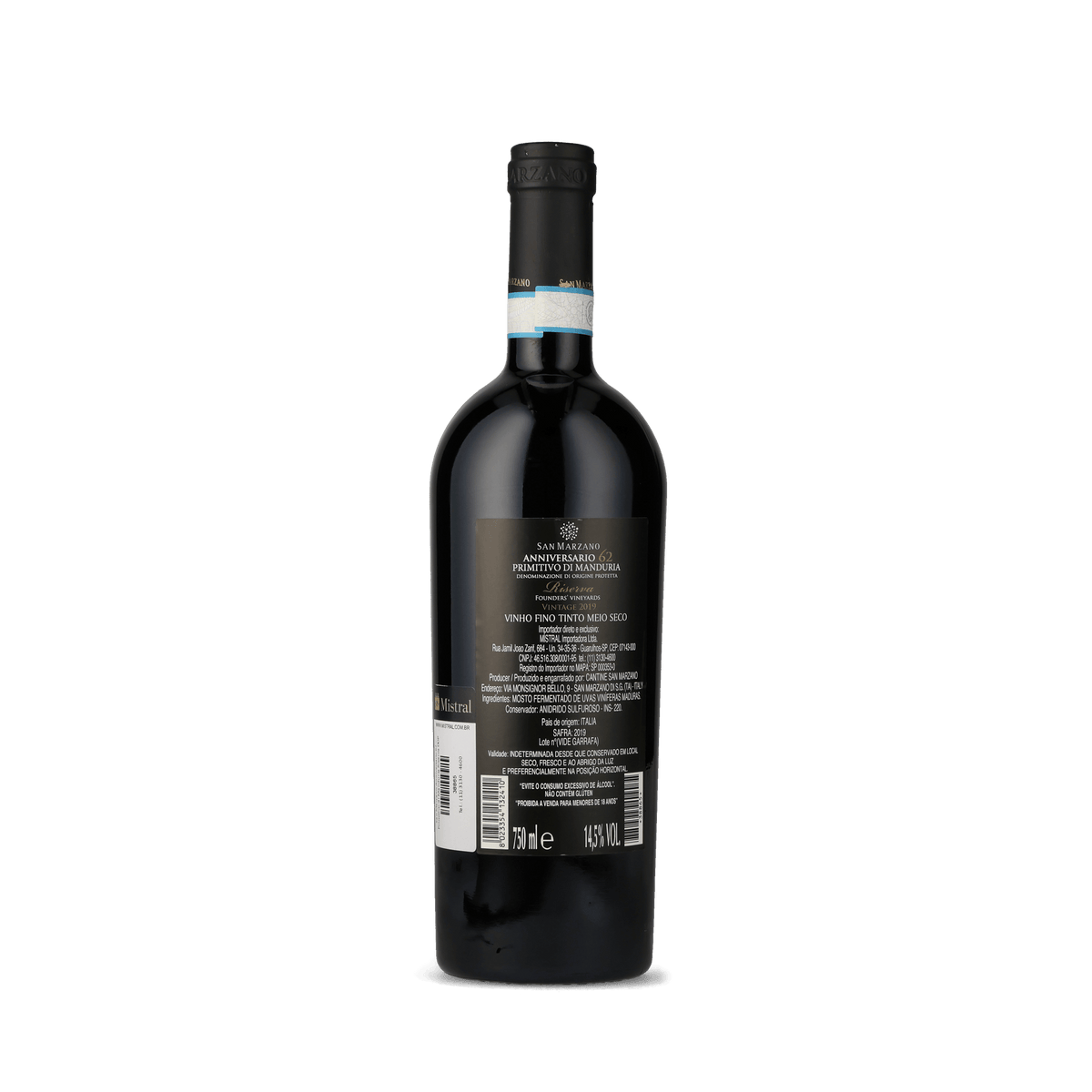 Vinho Tinto Anniversario 62 Riserva 2019 San Marzano 750ml
