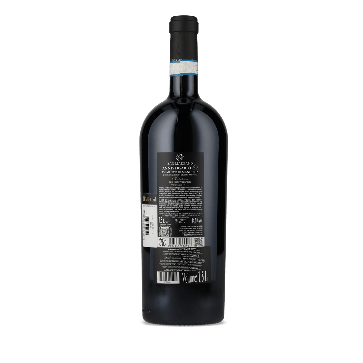Vinho Tinto Anniversario 62 Riserva 2019 - Magnum San Marzano 1,5L